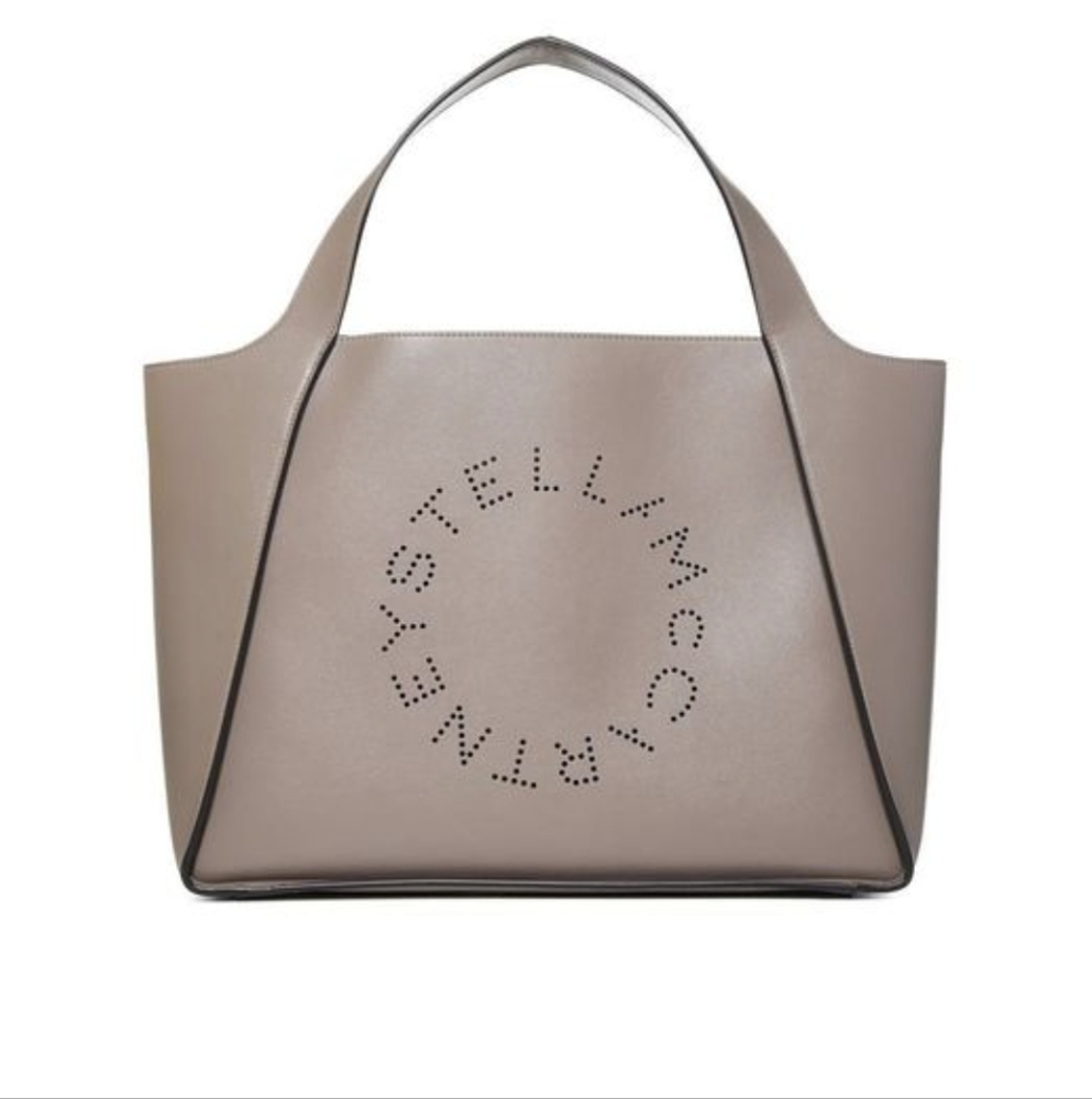 Stella McCartney faux Leather Light Brown Circle Logo Tote Bag(Price Is Firm)